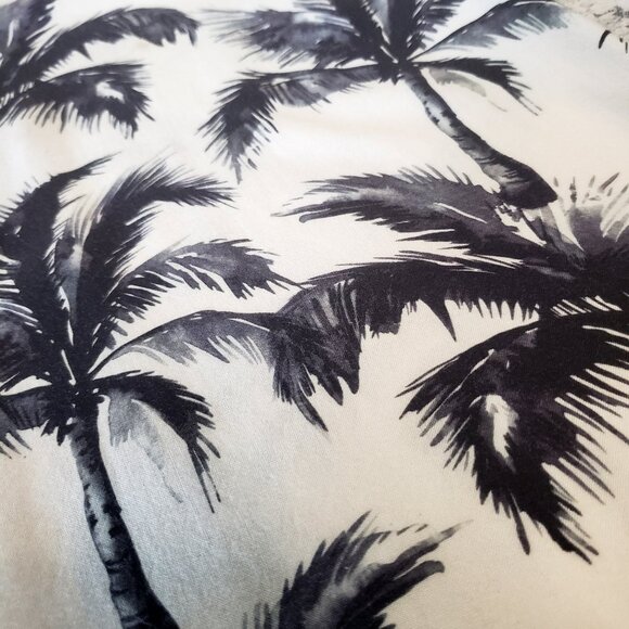 360 SURF Palm Tree Tropical Hawaiian Shirt Black Blue on Cream White - Picture 8 of 9